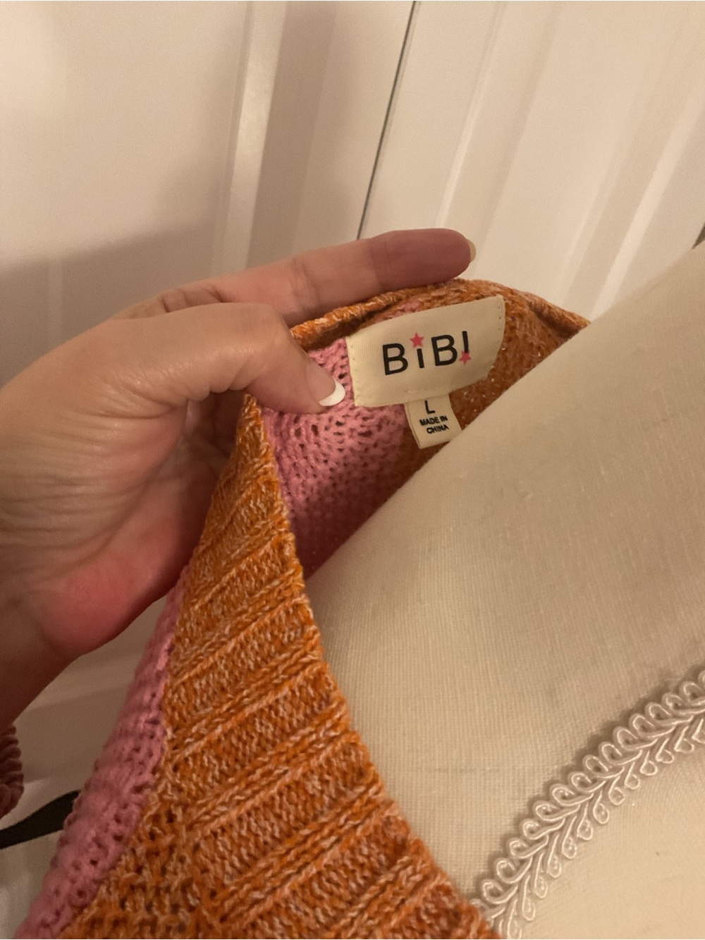 BiBi ColorBlock Checkered Sweater Size Large NWOT - Picture 11 of 13
